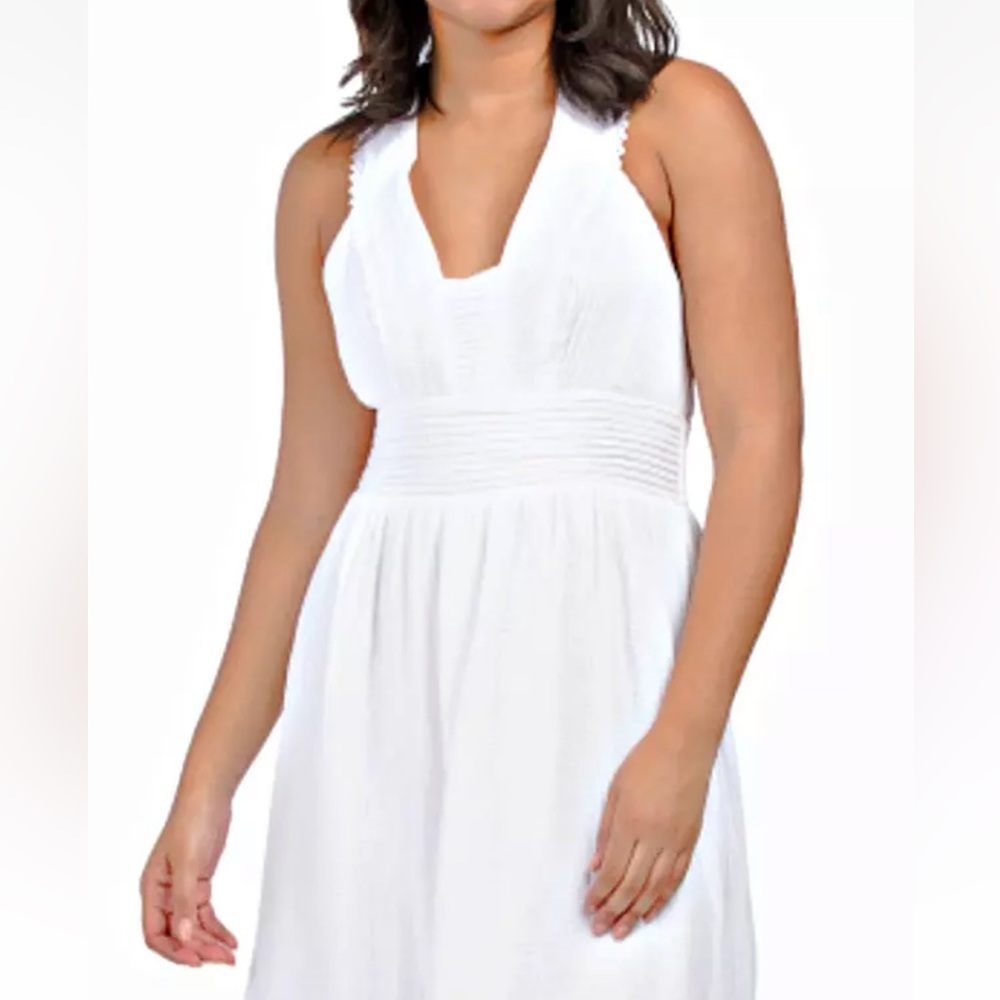 Magaschoni organic cotton gauze tiered lace trimmed Sleeveless Dress size 6 - Picture 2 of 7